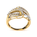 10K Yellow Gold 1/2 Cttw Round and Baguette cut Diamond Open Space Bypass Ring (H-I Color, SI2-I1 Clarity) - Ring Size 7