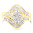 10K Yellow Gold Diamond Bypass Cluster Ring (1 Cttw, I-J Color, I2-I3 Clarity) - Size 7