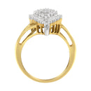 10K Yellow Gold 1/2 Cttw Round and Baguette-Cut Diamond Pear Ring (I-J Color, I1-I2 Clarity) - Size 7