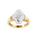 10K Yellow Gold 1/2 Cttw Round And Baguette-cut Diamond Rhombus Head and Halo Ring (I-J Color, I1-I2 Clarity) - Ring Size 7
