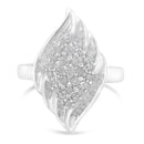 .925 Sterling Silver ¾ Cttw Round and Baguette Cut Diamond Stair-Stepped Cluster Waterfall Cocktail Ring (I-J Color, I2-I3 Clarity) - Size 6