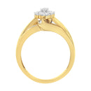 10K Yellow Gold 1/2 cttw Diamond Cluster Cocktail Ring (J-K Clarity, I1-I2 Color) - Size 7
