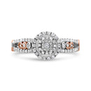 14K Rose Gold Plated .925 Sterling Silver 3/8 Cttw Round Diamond Double Frame Cross-Over Split Shank Engagement Ring (I-J Color, I2-I3 Clarity) - Size 7