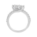 10K White Gold Two-Stone Miracle-Set Diamond Bypass Ring (1 Cttw, H-I Color, I1-I2 Clarity) - Size 6