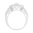 .925 Sterling Silver Round and Baguette Diamond Cathedral Ring (0.75 Cttw, H-I Color, I2-I3 Clarity) - Size 7