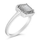 .925 Sterling Silver 1/5 Cttw Invisible Set Princess Cut Diamond Promise Ring with Beaded Halo (H-I Color, I1-I2 Clarity) - Ring Size 7