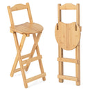 24 Inch Set of 2 Bamboo Folding Barstools with Footrests and Handles-Natural
