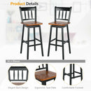 30.5 Inches Set of 2 Swivel Bar Stools with 360° Swiveling