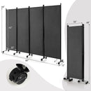 4-Panel Folding Room Divider 6 Feet Rolling Privacy Screen with Lockable Wheels
