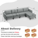 Modular L-shaped Sectional Sofa with Reversible Ottoman and 2 USB Ports