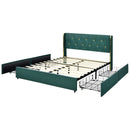 Full/Queen Size Upholstered Bed Frame with 4 Drawers-Green