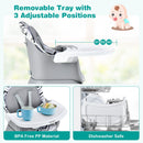 6-in-1 Convertible Baby High Chair with Adjustable Removable Tray-Gray and White