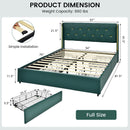 Full/Queen Size Upholstered Bed Frame with 4 Drawers-Green