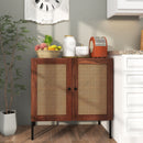 Kitchen Sideboard with 2 Rattan Doors and Adjustable Shelf