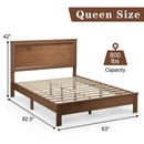 Queen Size Bed Frame Platform Slat High Headboard Bedroom with Rubber Wood Leg