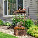 Rustic Wooden Wishing Well with Adjustable Hanging Bucket-Brown