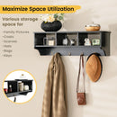 Wall Mount Cubby Organizer Hooks Entryway Storage Shelf