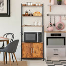 4-Tier Industrial Kitchen Bakers Rack Microwave Oven Stand-Brown
