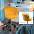 Upholstered Velvet Kids Desk Chair with Wheels and Seashell Back