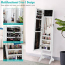 Free-Standing Jewelry Cabinet with Full-Length Mirror and Lockable Door