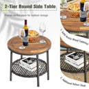 3 Pieces Patio Rattan Furniture Set with Cushioned Sofas and Wood Table Top-White
