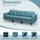 3-Seat Sectional Sofa Couch with Armrest Magazine Pocket and Metal Leg