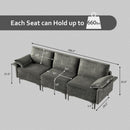 Large 3-Seat Sofa Sectional with Metal Legs for 3-4 people