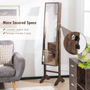 Free-Standing Jewelry Cabinet with Full-Length Mirror and Lockable Door