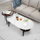 Set of 2 Modern Nesting Coffee Table with Extra Storage Shelf-White