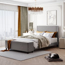 Full/Queen Size Upholstered Platform Bed Frame with Storage Ottoman