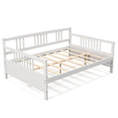 Classic Wooden Full Size Daybed Frame with Guardrails