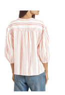 Joie Womens White Tie Gathered Striped 3/4 Sleeve V Neck Top, XS