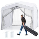 Pop up Canopy Tent wiht 4 Sidewalls Mesh Netting Wheeled Bag-White