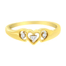 10KT Yellow Gold 1/20 cttw Diamond Triple Heart Diamond Ring (K-L, I1-I2) - Size 7
