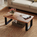 47 inch Farmhouse Style Rustic Coffee Table with Thickened Tabletop and Natural Wood Texture-Oak