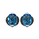 3.74 Carat Genuine Blue Topaz & Black Diamond .925 Sterling Silver Earrings