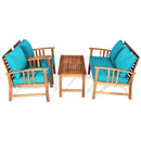4-Piece Acacia Wood Patio Conversation Set with Cushions