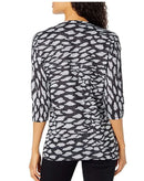 Tribal Womens 3/4 Sleeve Scoopneck Top, Black, Large