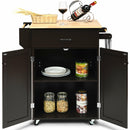 Utility Rolling Storage Cabinet Kitchen Island Cart with Spice Rack