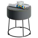 Round Velvet Footrest Stool Ottoman with Non-Slip Foot Pads for Bedside