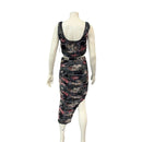 Lulus Always Blooming Black Floral Print Ruched Two-Piece Midi Dress, Large