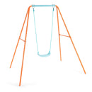 Outdoor Kids Swing Set with Heavy-Duty Metal A-Frame and Ground Stakes