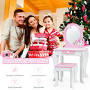 Kids Wooden Makeup Dressing Table and Chair Set with Mirror and Drawer