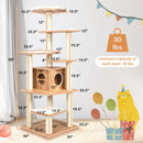 7-Layer Wooden Cat Tree Tall Cat Tower with Sisal Posts and Condo