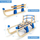 Folding Snowsled Portable Steering Slider with Pulling Ropes and Metal Rails