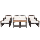 7 Pieces Patio Rattan Cushioned Conversation Furniture Set