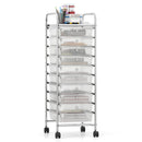 10-Drawer Rolling Storage Cart with Metal Frame and Lockable Universal Wheels