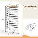 10-Drawer Rolling Storage Cart Mobile Utility Organizer with Wooden Tabletop and Lockable Wheels
