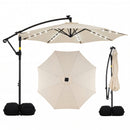 10 FT Solar LED Offset Cantilever Patio Umbrella Hanging Outdoor Market Umbrella