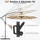 10 Feet Offset Hanging Umbrella with Base and Infinite Tilt
